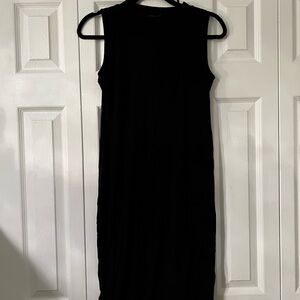 Soprano Black Mock Neck Sheath Midi Dress